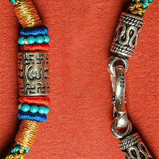 Buddha Gift Colorful String Six True Words 925 Silver Focus Bracelet