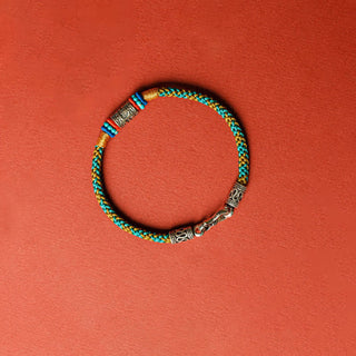 Buddha Gift Colorful String Six True Words 925 Silver Focus Bracelet