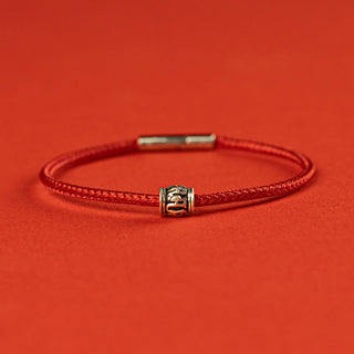 Buddha Gift Red String Black String Six True Words 925 Sterling Silver Peace Bracelet
