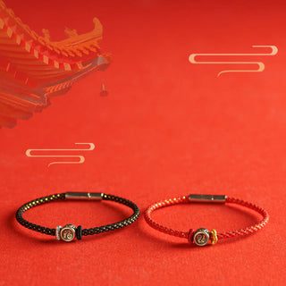 Buddha Gift Braided String 925 Sterling Silver Fu Character Faith Bracelet