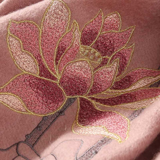 Buddha Gift Wool Shawl Lotus Embroidery Tassel Winter Cozy Travel Scarf Wrap