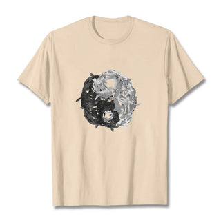 Buddha Gift Yin Yang Koi Fish Combination Cotton Tee T-shirt