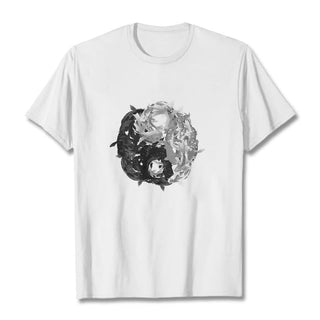 Buddha Gift Yin Yang Koi Fish Combination Cotton Tee T-shirt