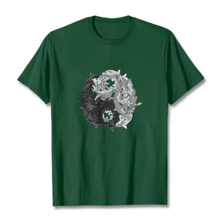 Buddha Gift Yin Yang Koi Fish Combination Cotton Tee T-shirt
