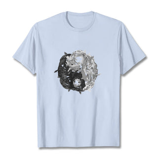 Buddha Gift Yin Yang Koi Fish Combination Cotton Tee T-shirt