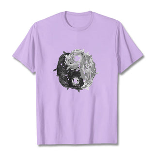 Buddha Gift Yin Yang Koi Fish Combination Cotton Tee T-shirt