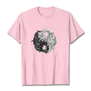 Buddha Gift Yin Yang Koi Fish Combination Cotton Tee T-shirt