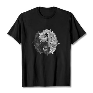 Buddha Gift Yin Yang Koi Fish Combination Cotton Tee T-shirt