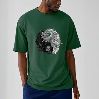 Buddha Gift Yin Yang Koi Fish Combination Cotton Tee T-shirt