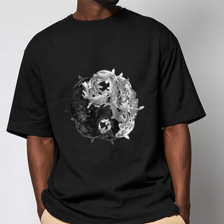 Buddha Gift Yin Yang Koi Fish Combination Cotton Tee T-shirt