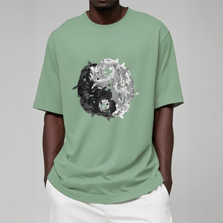 Buddha Gift Yin Yang Koi Fish Combination Cotton Tee T-shirt