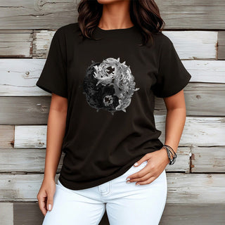Buddha Gift Yin Yang Koi Fish Combination Cotton Tee T-shirt
