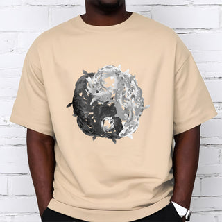 Buddha Gift Yin Yang Koi Fish Combination Cotton Tee T-shirt