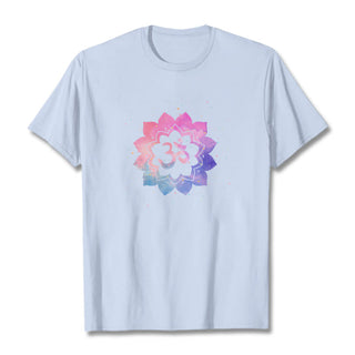 Buddha Gift Om Colorful Lotus Cotton Tee T-shirt