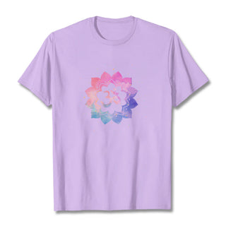 Buddha Gift Om Colorful Lotus Cotton Tee T-shirt