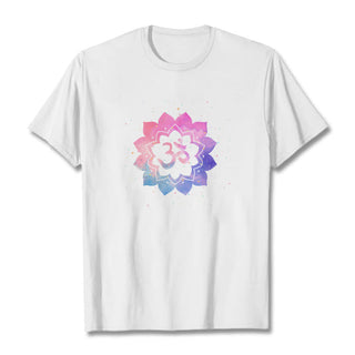 Buddha Gift Om Colorful Lotus Cotton Tee T-shirt