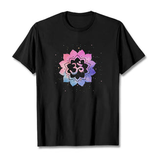 Buddha Gift Om Colorful Lotus Cotton Tee T-shirt