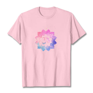 Buddha Gift Om Colorful Lotus Cotton Tee T-shirt
