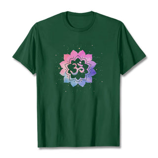 Buddha Gift Om Colorful Lotus Cotton Tee T-shirt