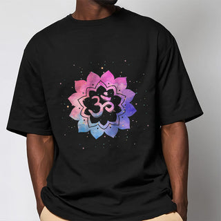 Buddha Gift Om Colorful Lotus Cotton Tee T-shirt