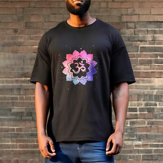 Buddha Gift Om Colorful Lotus Cotton Tee T-shirt