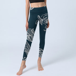 Buddha Gift Peony Epiphyllum Flowers Print Gym Fitness Leggings Women's Yoga Pants