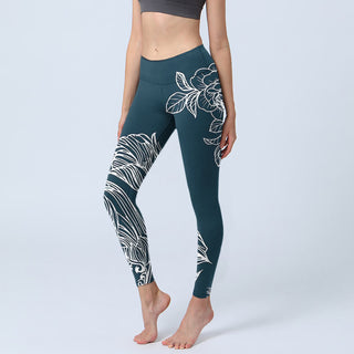 Buddha Gift Peony Epiphyllum Flowers Print Gym Fitness Leggings Women's Yoga Pants
