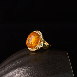 Buddha Gift Amber Flower Pigeon Egg Pattern Focus Ring
