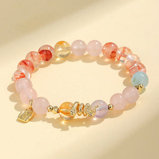 Buddha Gift Various Crystal Pink Crystal Amethyst Year Of The Snake Lucky Bracelet