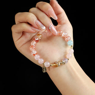 Buddha Gift Various Crystal Pink Crystal Amethyst Year Of The Snake Lucky Bracelet