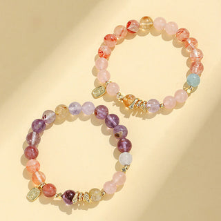 Buddha Gift Various Crystal Pink Crystal Amethyst Year Of The Snake Lucky Bracelet