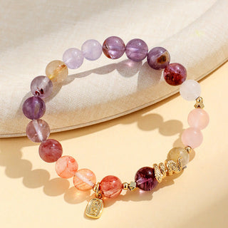 Buddha Gift Various Crystal Pink Crystal Amethyst Year Of The Snake Lucky Bracelet