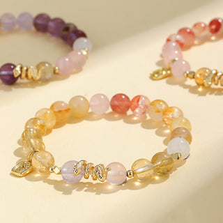 Buddha Gift Various Crystal Pink Crystal Amethyst Year Of The Snake Lucky Bracelet