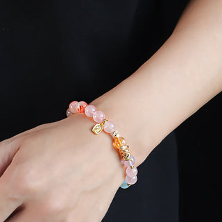 Buddha Gift Various Crystal Pink Crystal Amethyst Year Of The Snake Lucky Bracelet