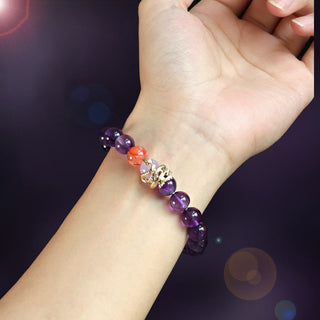 Buddha Gift Various Crystal Pink Crystal Amethyst Year Of The Snake Lucky Bracelet