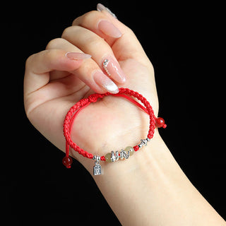 Buddha Gift Hetian Jade Year of the Snake String Protection Braided Bracelet