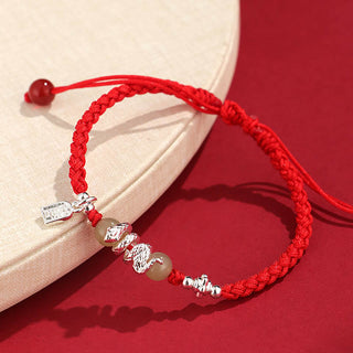 Buddha Gift Hetian Jade Year of the Snake String Protection Braided Bracelet