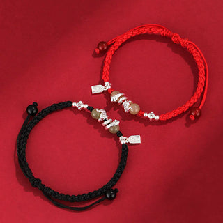 Buddha Gift Hetian Jade Year of the Snake String Protection Braided Bracelet