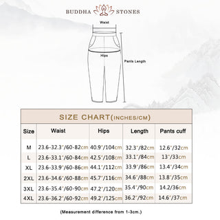 Buddha Gift Vintage Embroidery Elastic Waist Capri Harem Pants With Pockets