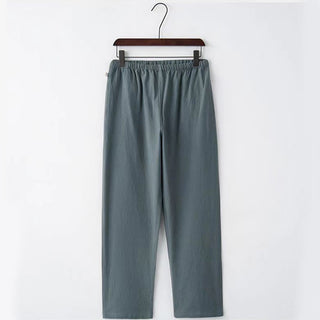 Buddha Gift 2Pcs Tang Suit Traditional Frog-Button Uniform Long Sleeve Shirt Pants Men's Set