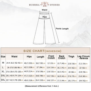 Buddha Gift Women Casual Loose Cotton Linen Embroidery Wide Leg Pants With Pockets