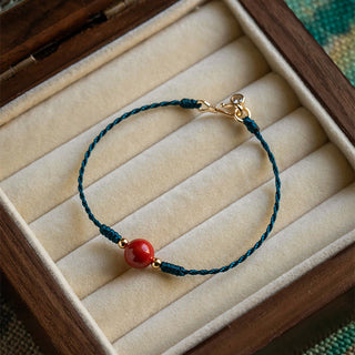 Buddha Gift Handmade String Cinnabar Buckle Blessing Bracelet