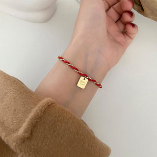 Buddha Gift Red String Gold Plated Copper Good Luck Strength Bracelet