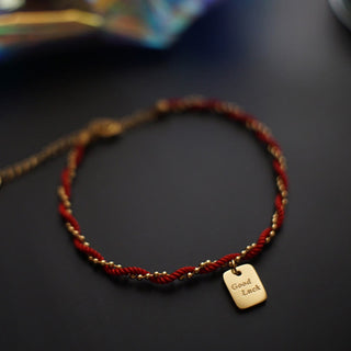 Buddha Gift Red String Gold Plated Copper Good Luck Strength Bracelet