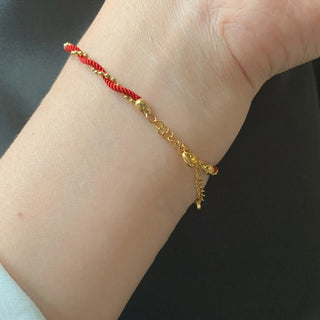 Buddha Gift Red String Gold Plated Copper Good Luck Strength Bracelet