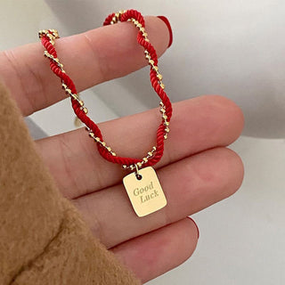 Buddha Gift Red String Gold Plated Copper Good Luck Strength Bracelet