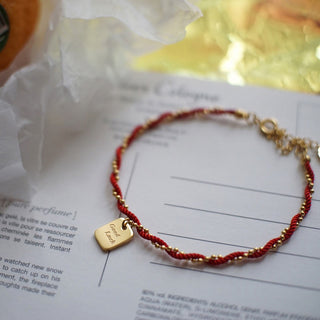 Buddha Gift Red String Gold Plated Copper Good Luck Strength Bracelet