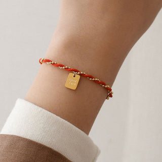 Buddha Gift Red String Gold Plated Copper Good Luck Strength Bracelet