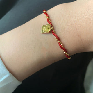 Buddha Gift Red String Gold Plated Copper Good Luck Strength Bracelet