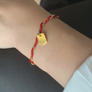 Buddha Gift Red String Gold Plated Copper Good Luck Strength Bracelet
